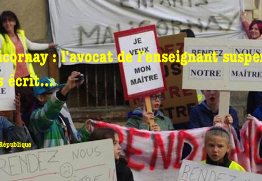 Malicornay : l’avocat de l’enseignant suspendu nous écrit